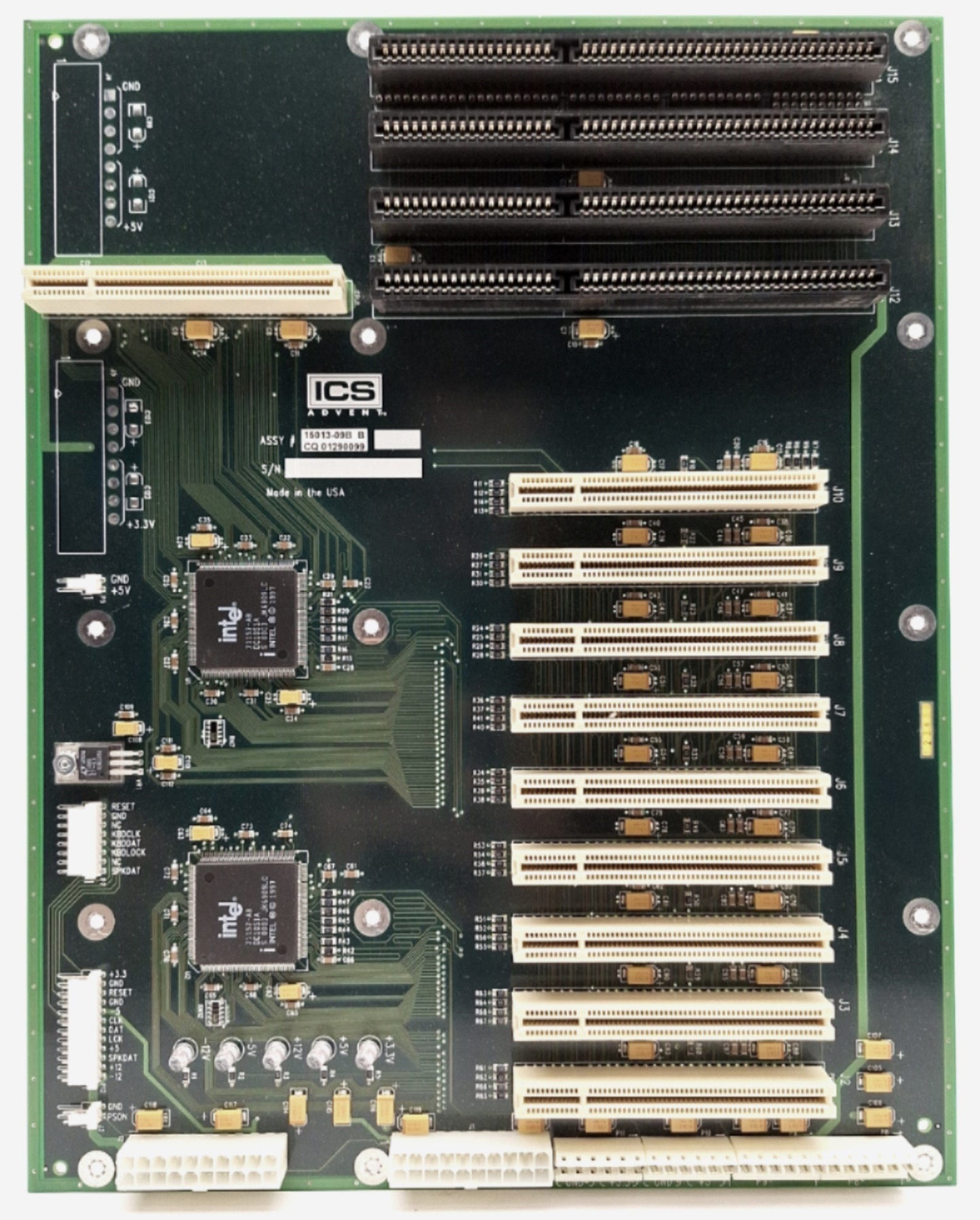 Used ICS 15013-09B Single Board Computer Backplane, AT/ATX, 3x ISA, 9x PCI, PICMG 1.0