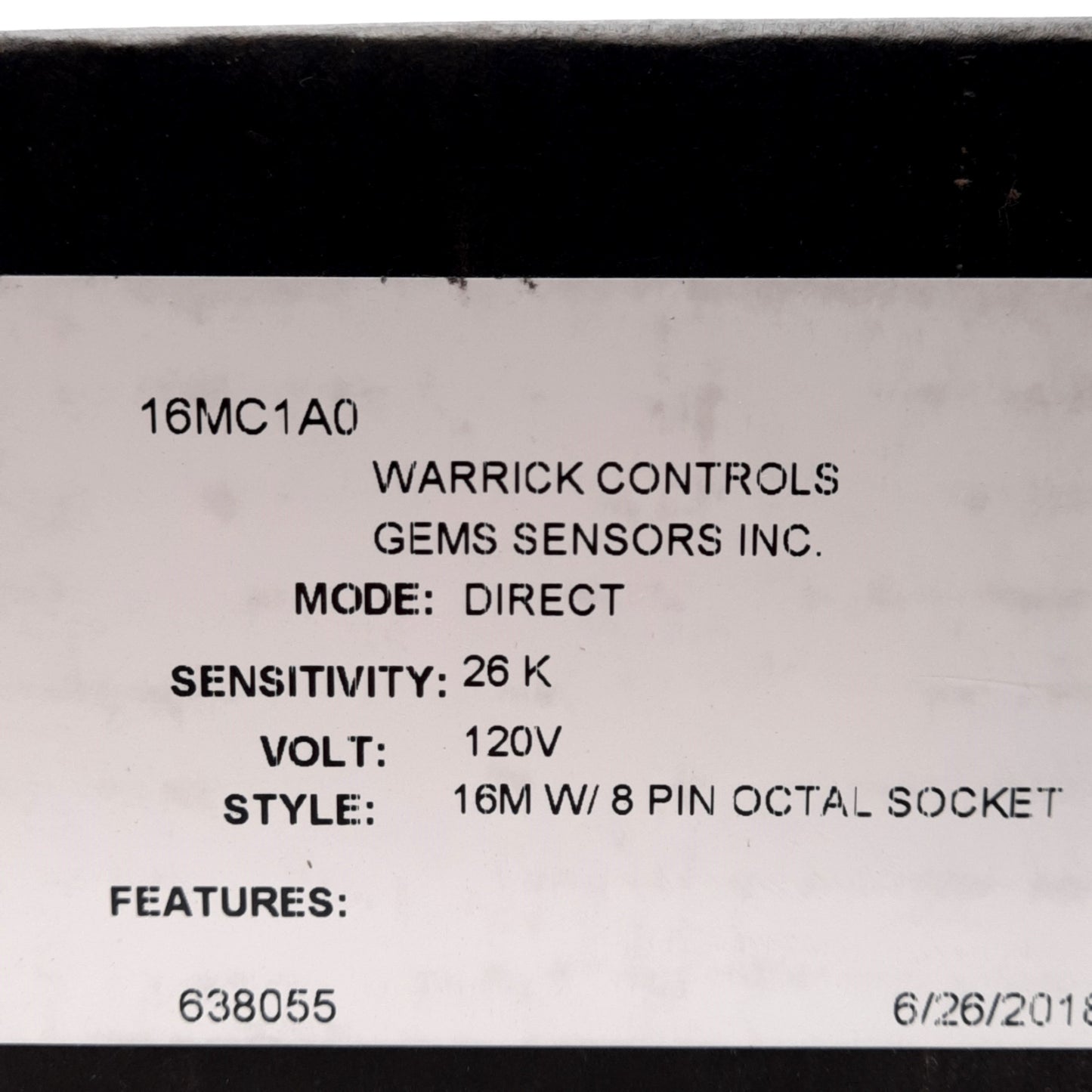 New Warrick Controls 16MC1A0 Solid State Relay, 8-Pin Octal, 120VAC Supply, 1NC+1NO