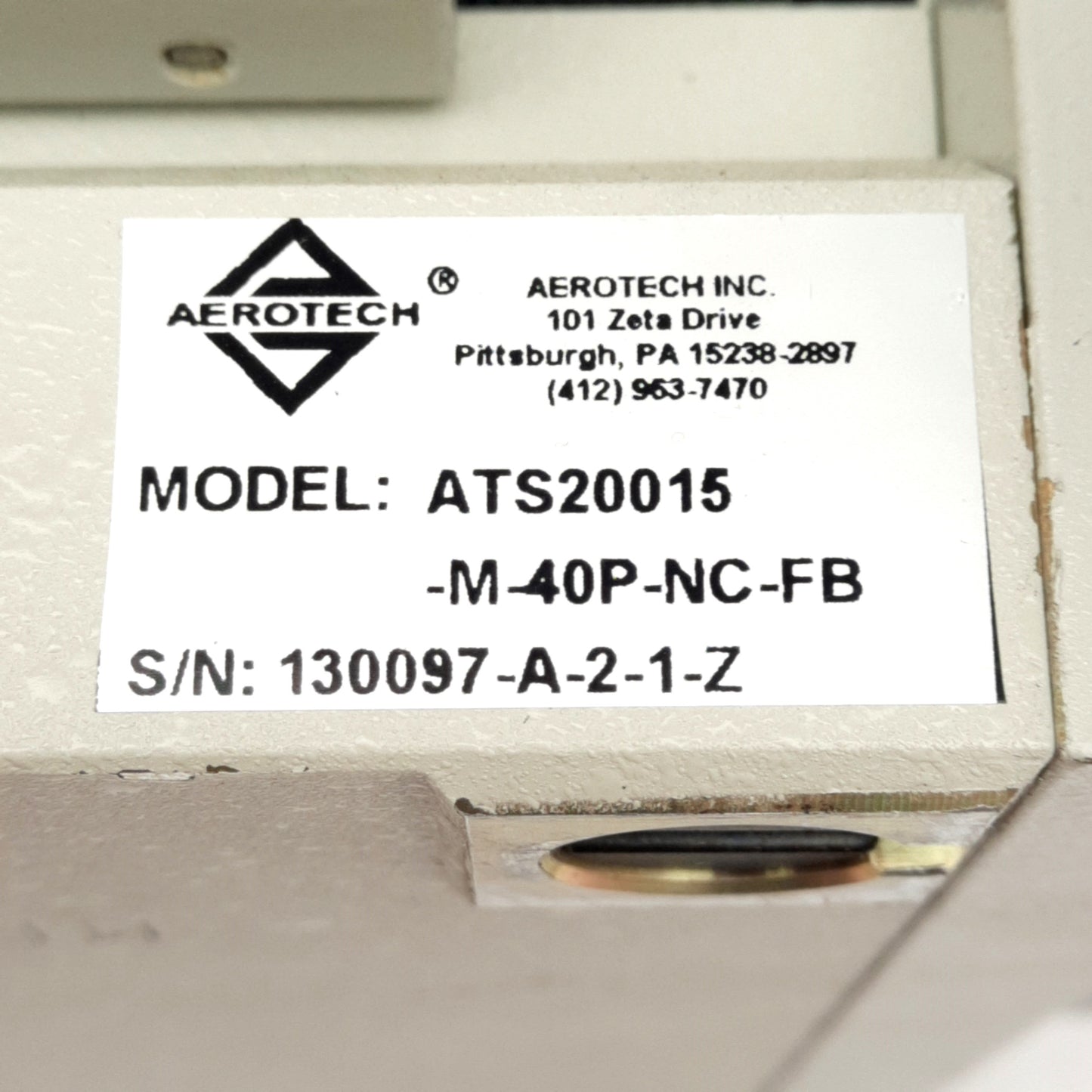 Used Aerotech ATS20015-M-40P-NC-FB Linear Stage 150mm Travel, 4mm Lead *Chipped*