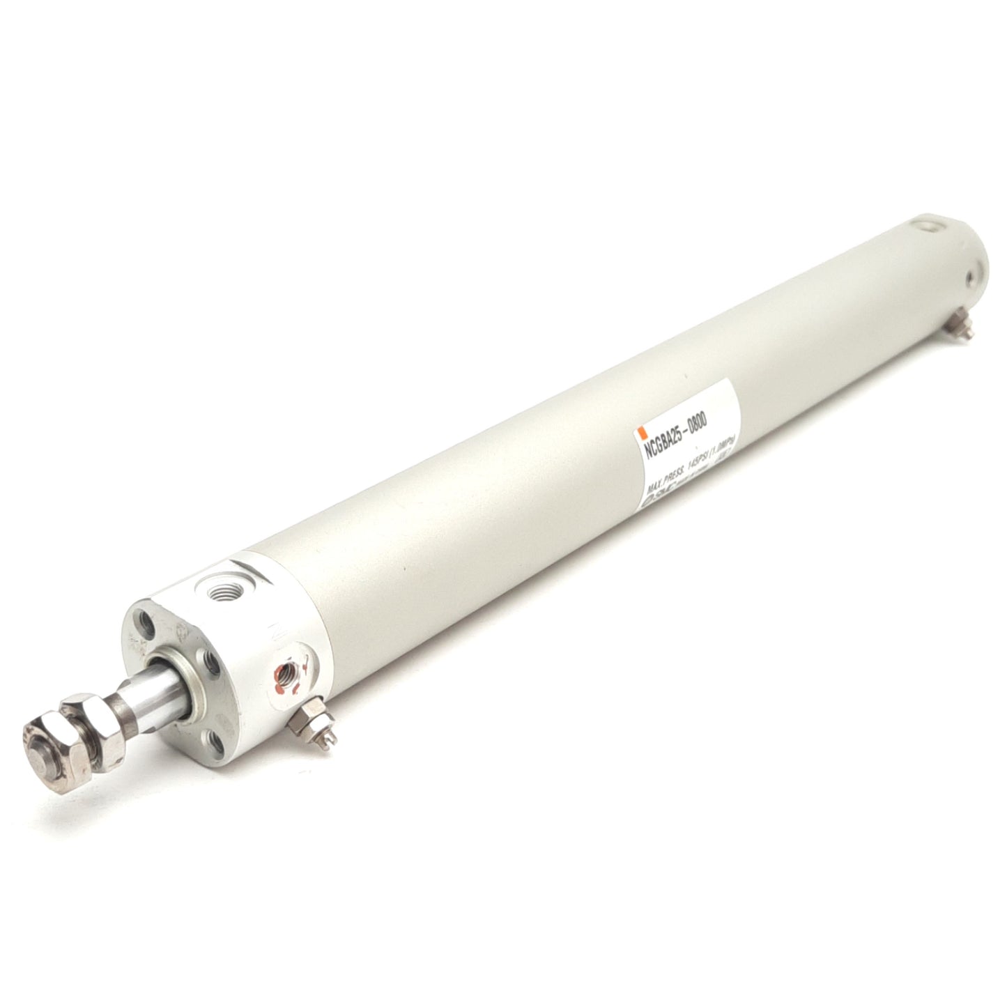 Used SMC NCGBA25-0800 Pneumatic Cylinder, 1in Bore, 8in Stroke, M5 Ports, 1.0MPa Max