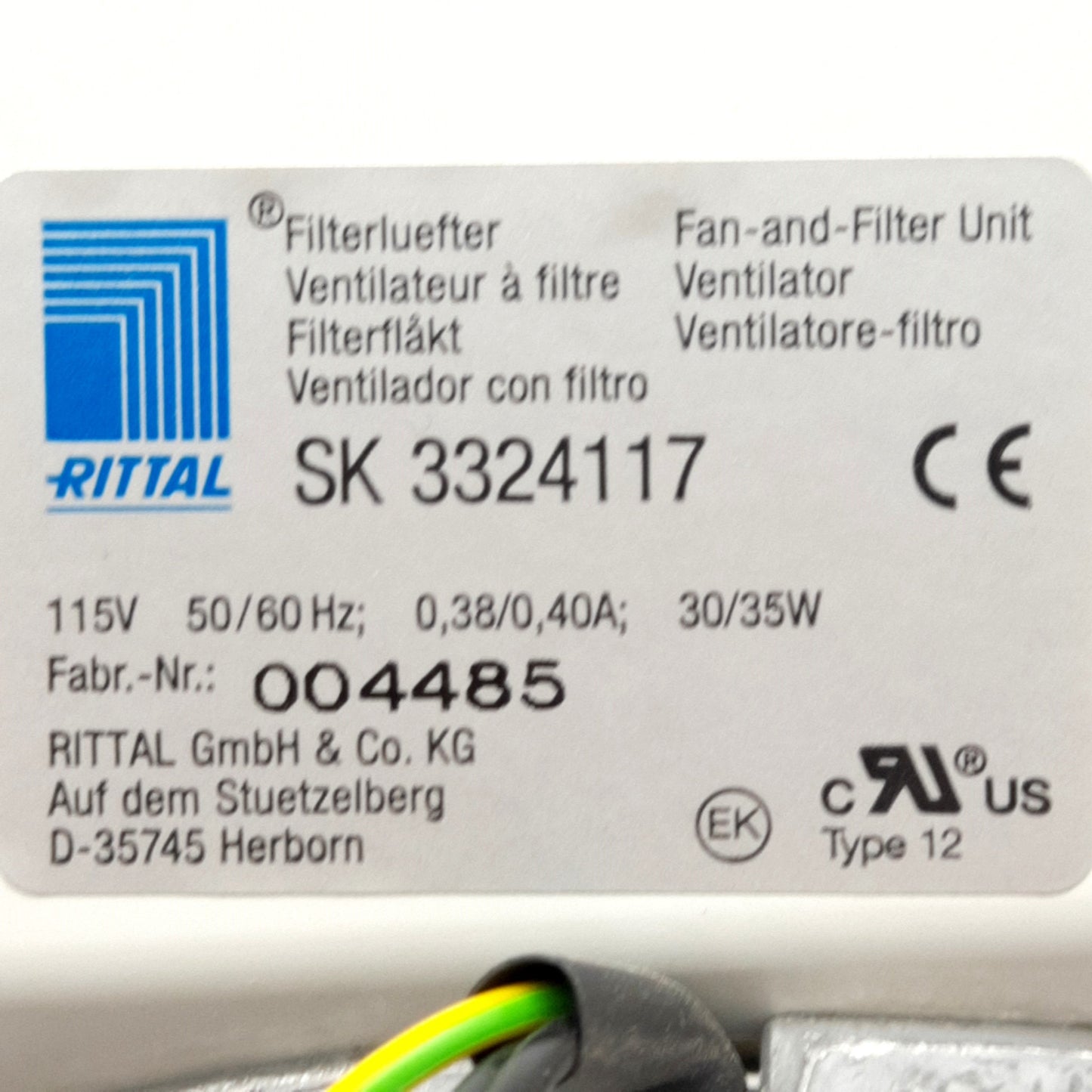 Used Rittal SK 3324117 Axial Fan Enclosure 115VAC 0.4A 35W, 35.3CFM, 48dB, 10in x 8in