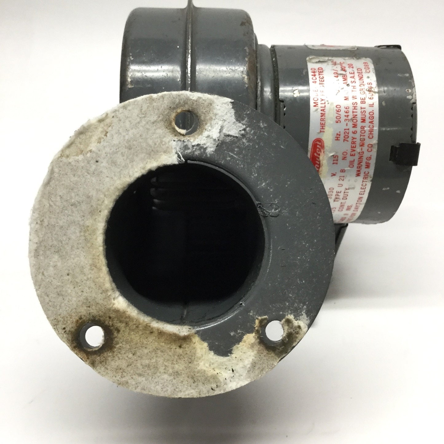 Used Dayton 4C440 Centrifugal Fan 2-1/8" Blower Motor 115VAC, 3030RPM, 1/125HP, 50CFM