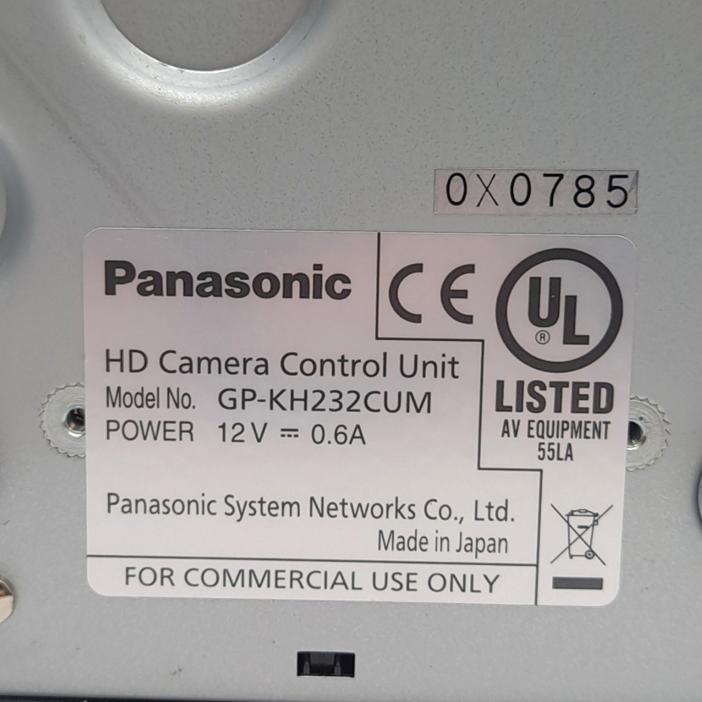 Used Panasonic GP-KH232CUM HD Camera Control Unit, 1080p, HDMI/RGB Output, 12VDC