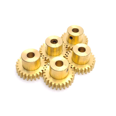 New – Open box Lot of 5 Misumi GEAB0.8-25-5-B-5 Brass Spur Gear, ø5mm Bore, 25 Teeth, 0.8 Mod