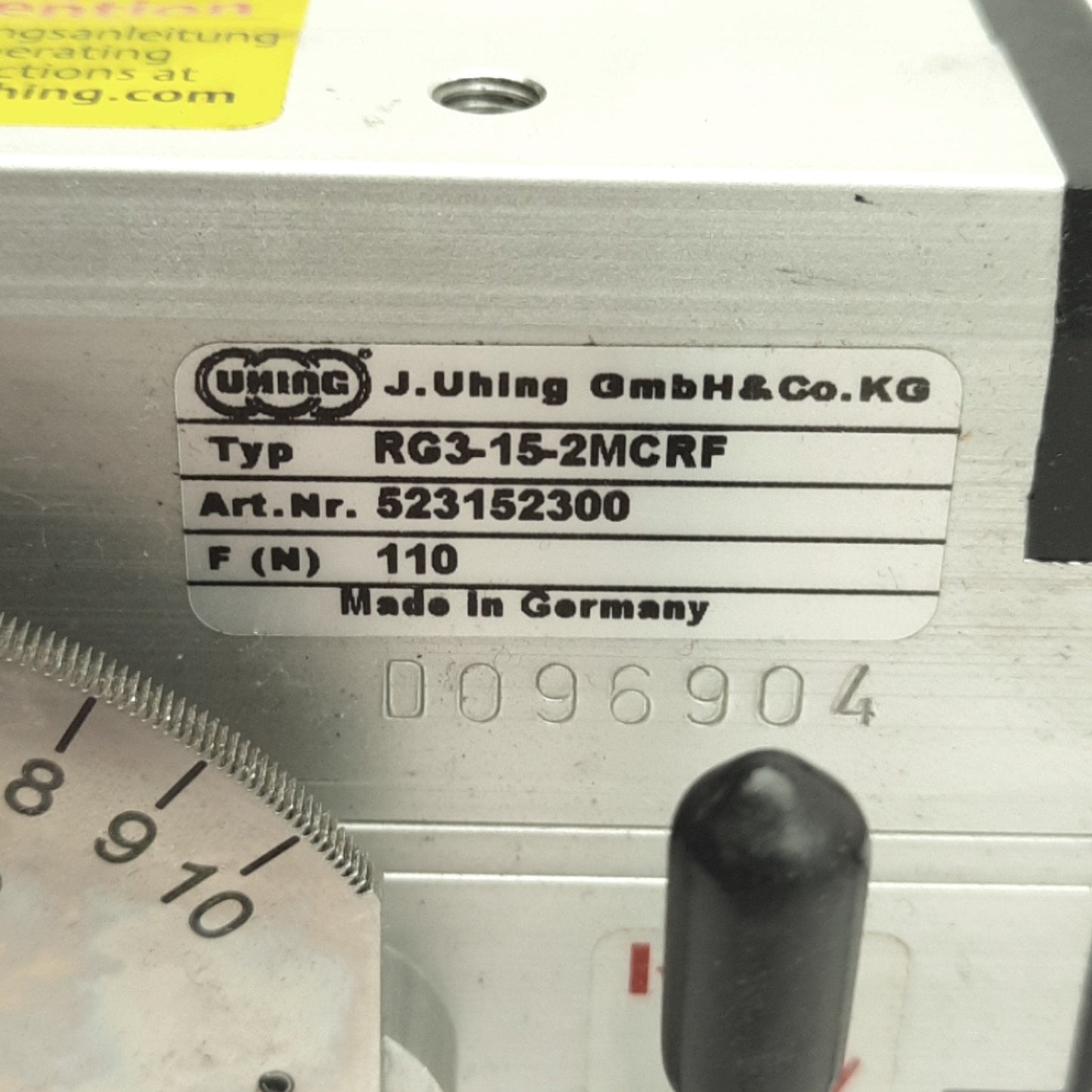 Used Uhing RG3-15-2MCRF 523152300 Rolling Ring Drive, 110N Max, 11.4mm Max Pitch