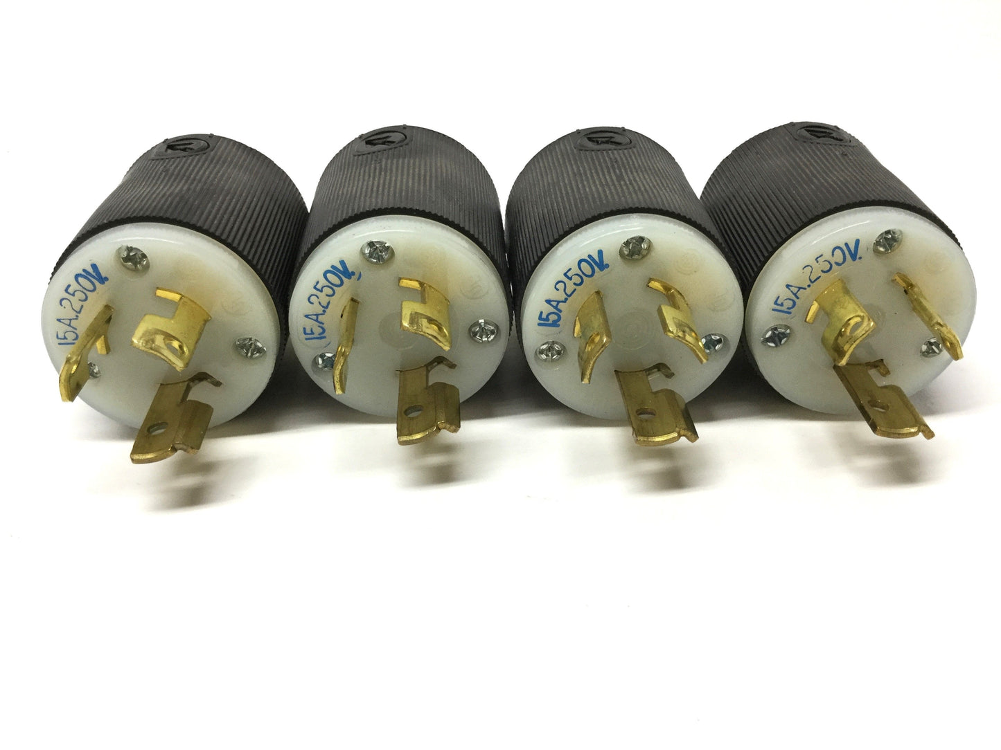 Used Lot of 4 Hubbell HBL4570C Twist-Lock Plug Connectors 250VAC 15A, L6-15P, 2P 3W