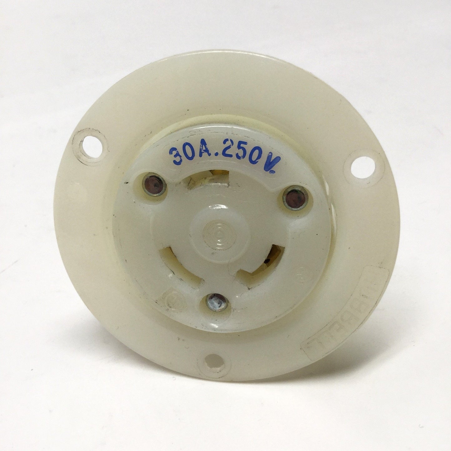 Used Hubbell HBL2626 Twist-Lock Flanged Female Receptacle, 2P 3W, 30A 250VAC, L6-30R
