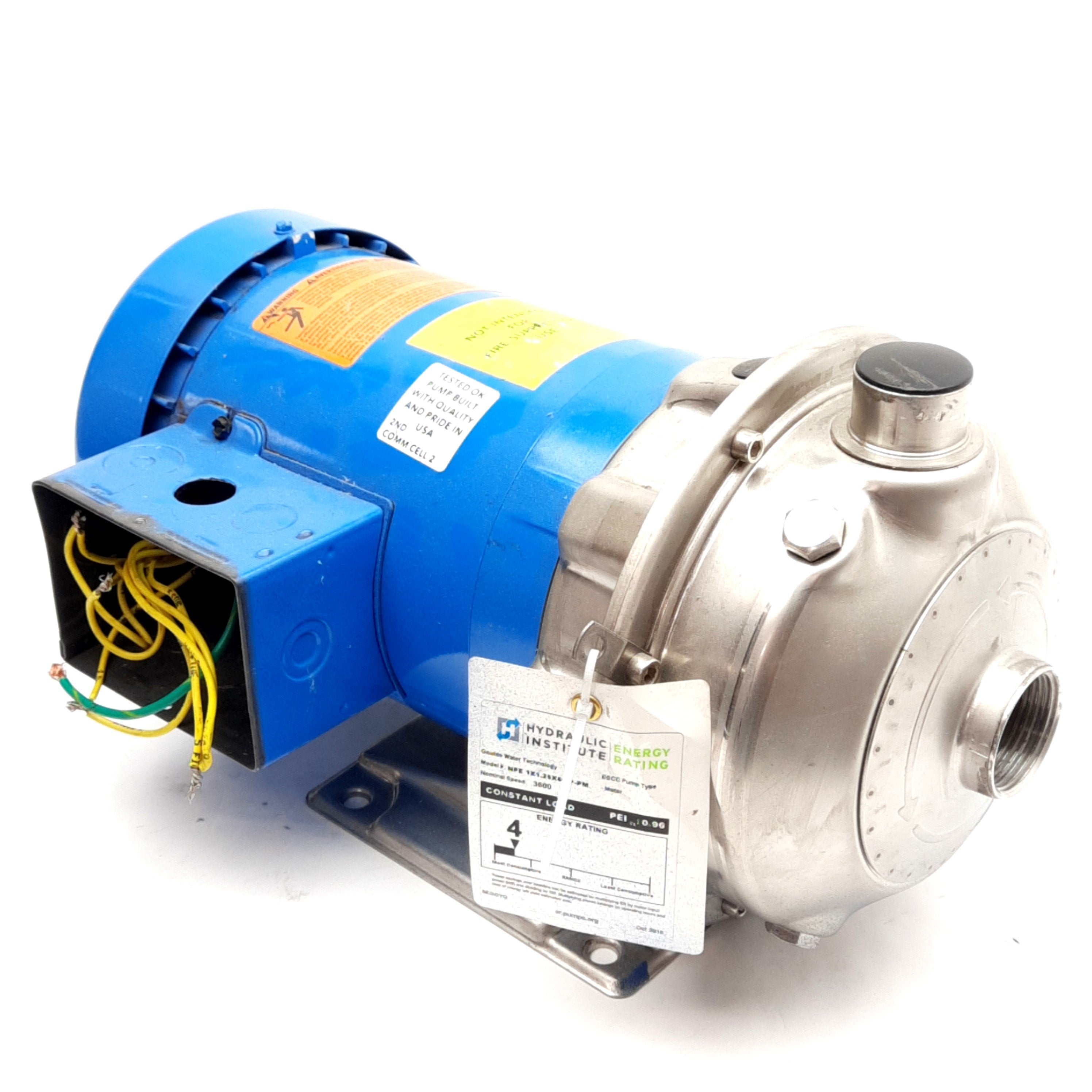Goulds 1ST1E9D4 Centrifugal Pump, 3PH 208-230/460VAC, 1HP, 3450RPM, 56 ...