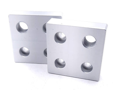 New Lot of 2 80/20 2363 Offset Tap Base Plate 2.00"x2.00" w/1/2-13 Corner Tap