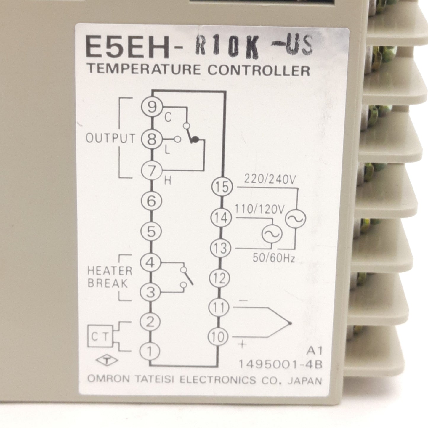Used Omron E5EH-R10K-US Temp Controller, Heater Brake, 110-120/230-240VAC Supply, T/C