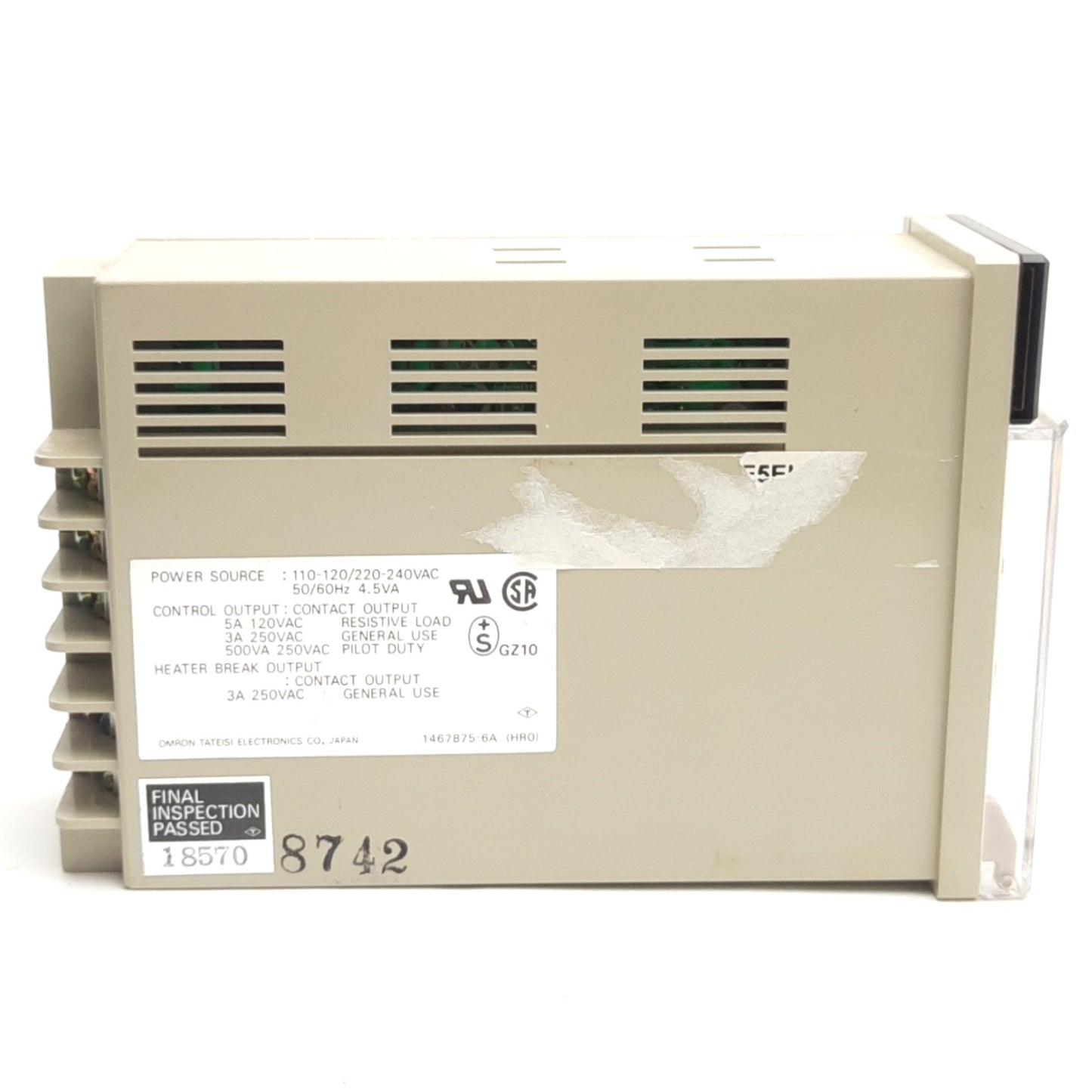 Used Omron E5EH-R10K-US Temp Controller, Heater Brake, 110-120/230-240VAC Supply, T/C