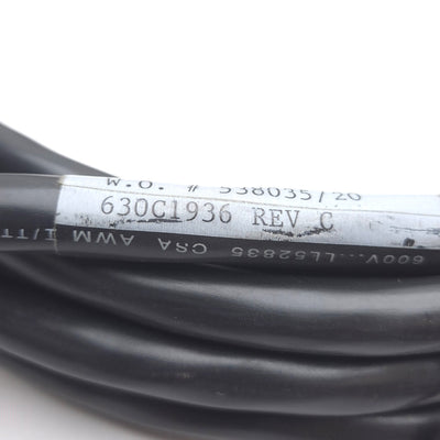 Used Aerotech 630C1936 Rev C Motor Power Cable, 17ft, DB-9W4 Female to Flying Leads