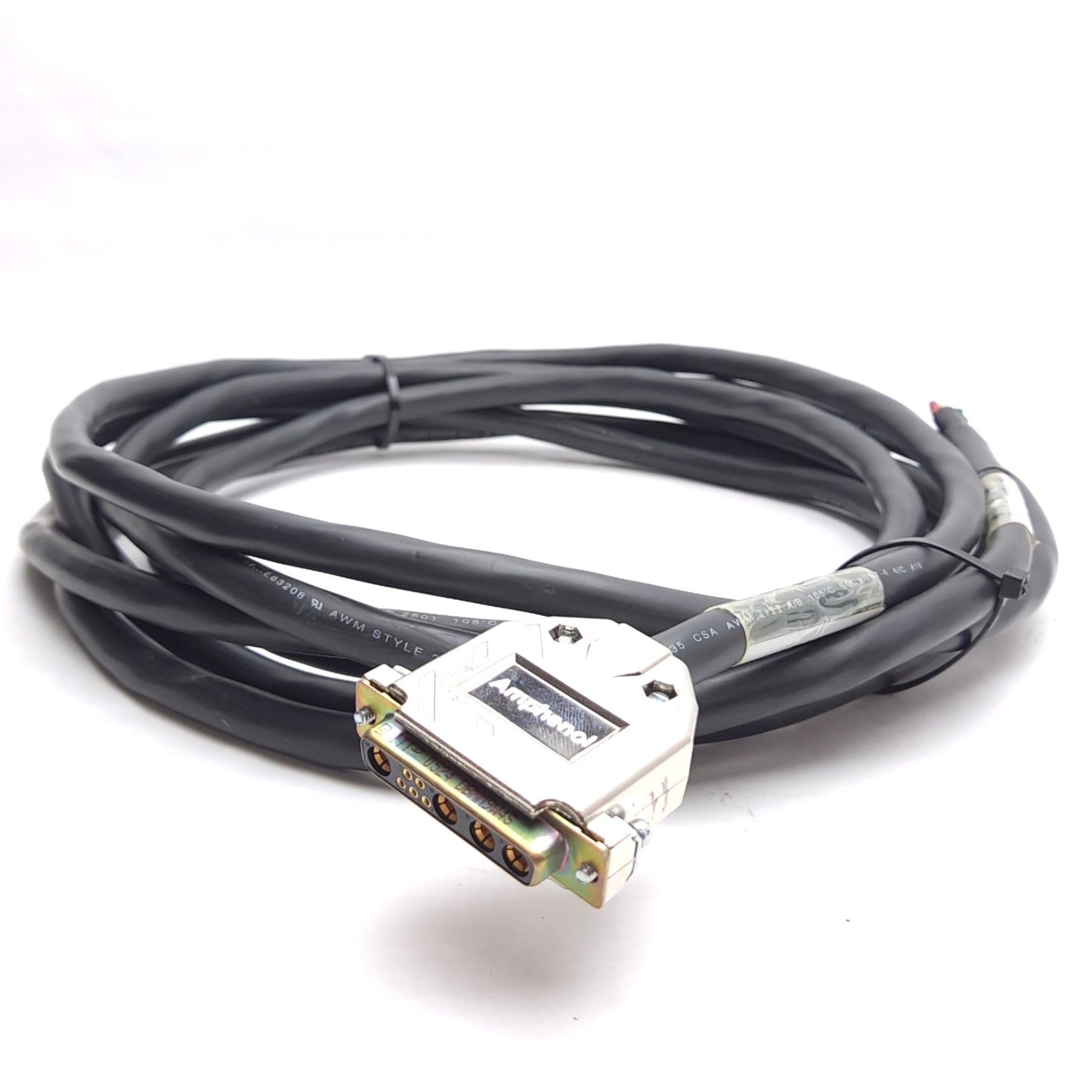 Used Aerotech 630C1936 Rev D Motor Power Cable, 17ft, DB-9W4 Female to Flying Leads