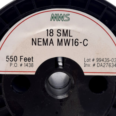 New – Open box MWS Industries 18 SML Polyimide Coated Magnet Wire, 18 AWG, NEMA MW16-C, 550ft