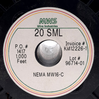 New – Open box MWS Industries 20 SML Polyimide Coated Magnet Wire, 20 AWG, NEMA MW16-C, 1000ft