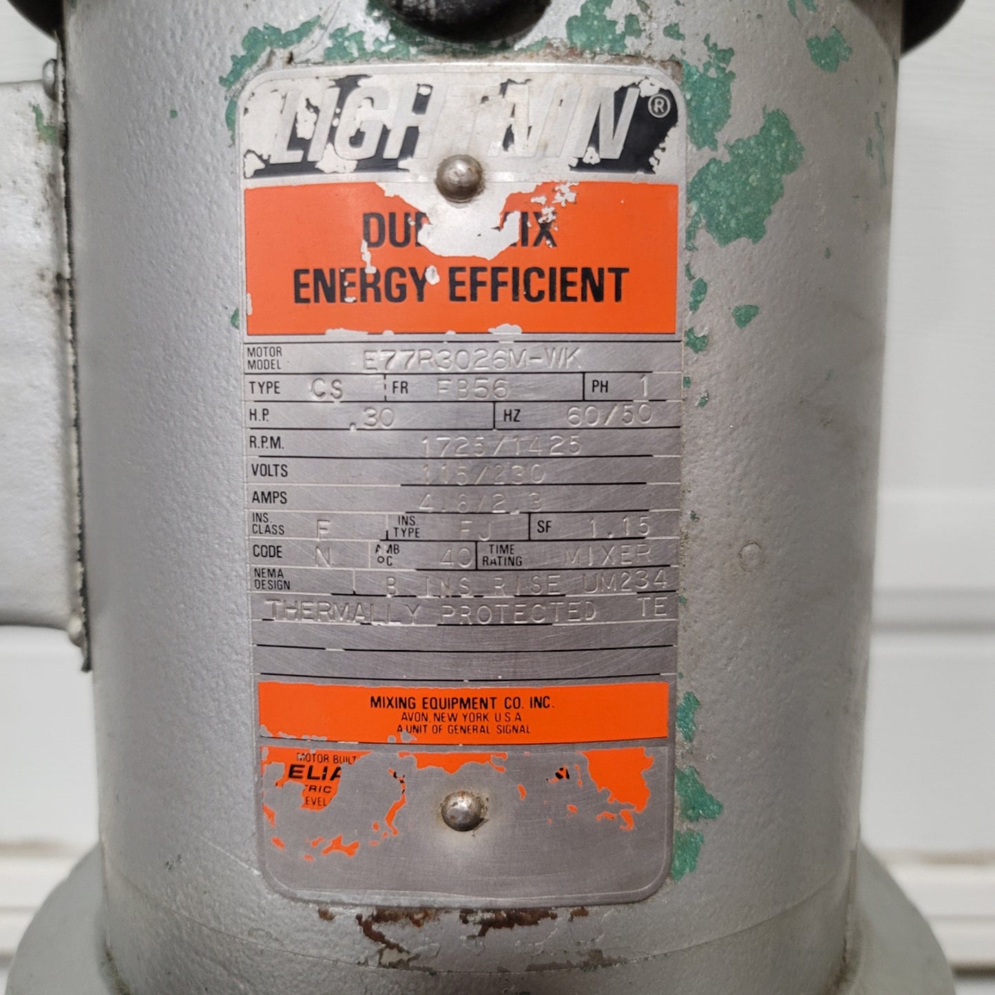 Used Lightnin XJ-30 Clamp Mount Gear Drive Mixer With A310 Impeller 0.3HP, 115/230VAC