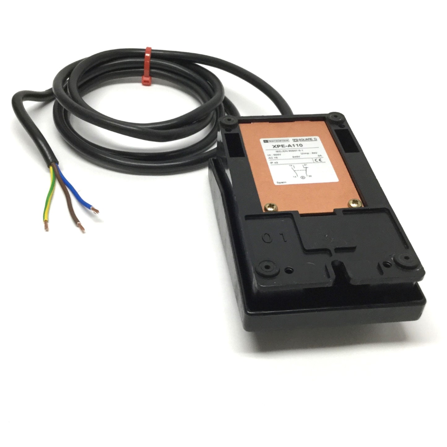 Used Telemecanique Square D XPE-A110 Foot Switch, 240VAC 3A, Momentary, 1NC-1NO