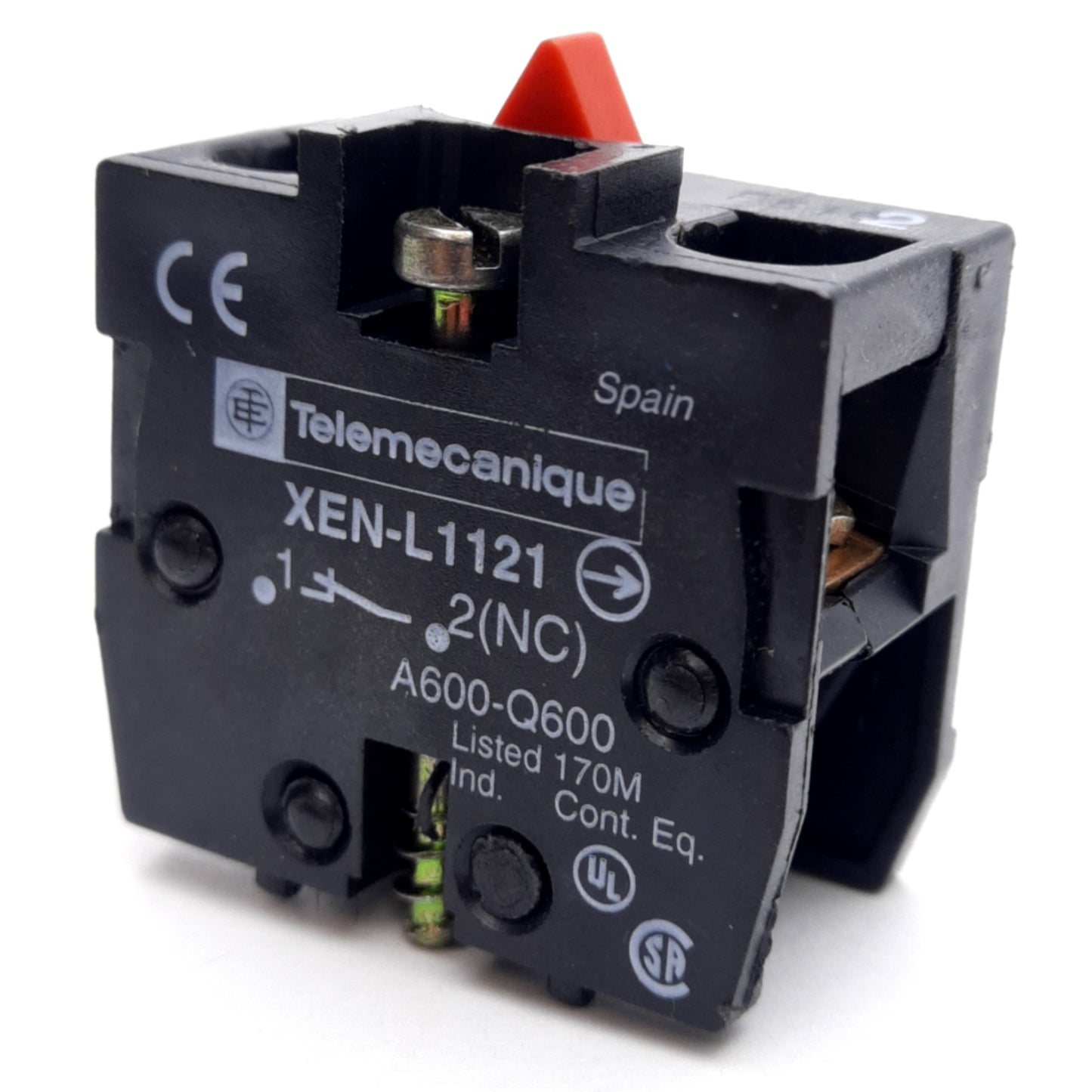 Used Telemecanique XEN-L1121 Contact Block, Normally Closed, 3A 240VAC / 0.27A 250VDC