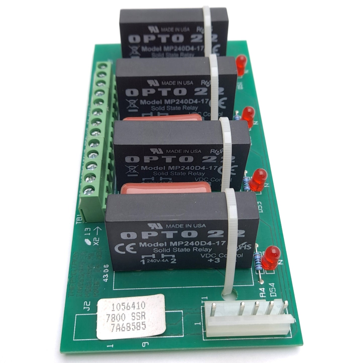 Used Thermotron 7A6585 Relay Board, 4x MP240D4-17 Solid State Relays, 250VAC 3A Max