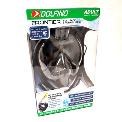 New Dolfino WMM17478LBK Frontier All-In-One Full Face Snorkel Mask Adult L/XL