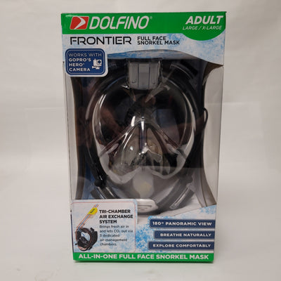 New Dolfino WMM17478LBK Frontier All-In-One Full Face Snorkel Mask Adult L/XL