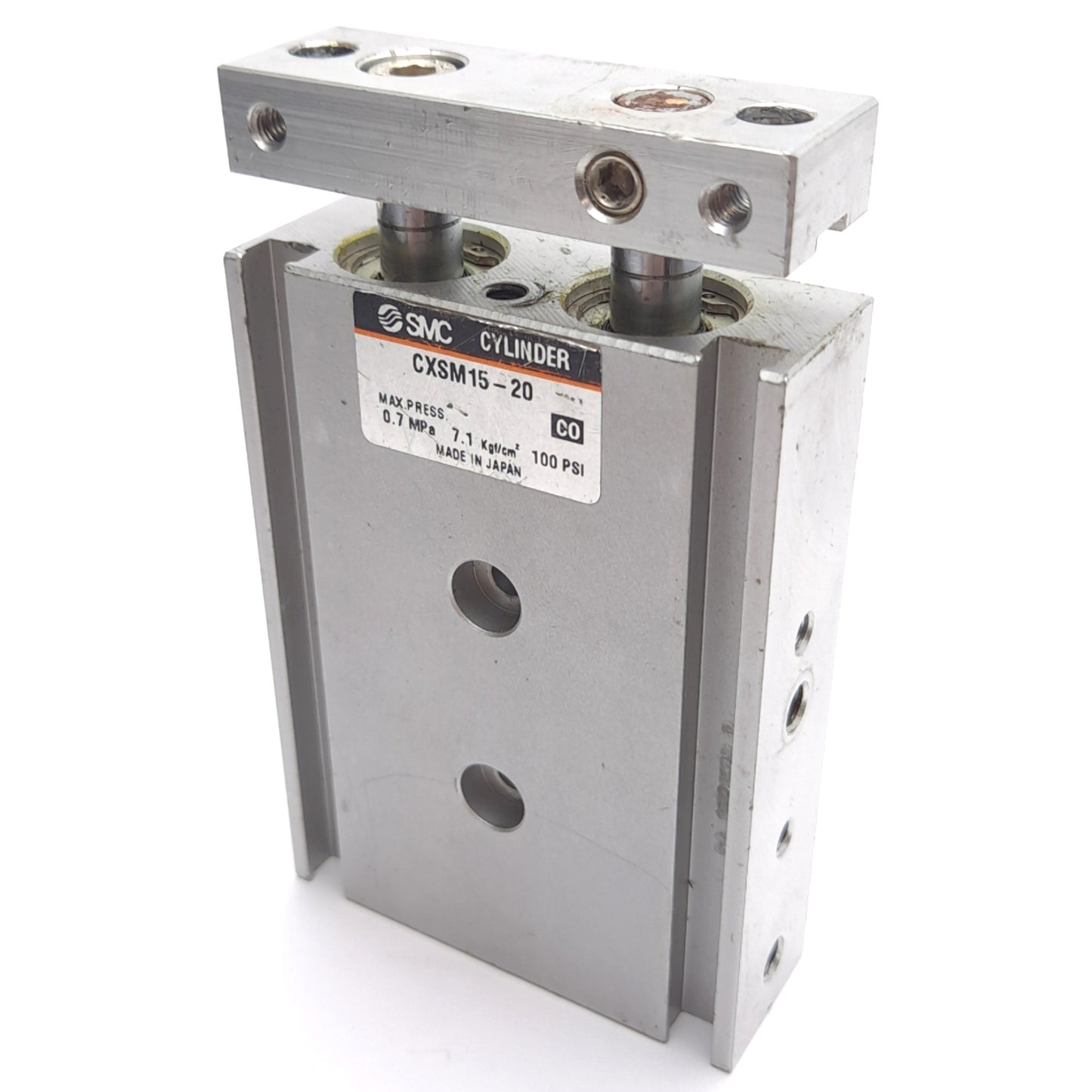 Used SMC CXSM15-20 Guided Cylinder, ø15mm Bore, 20mm Stroke, 0.7MPa, M5 x 0.8 Port
