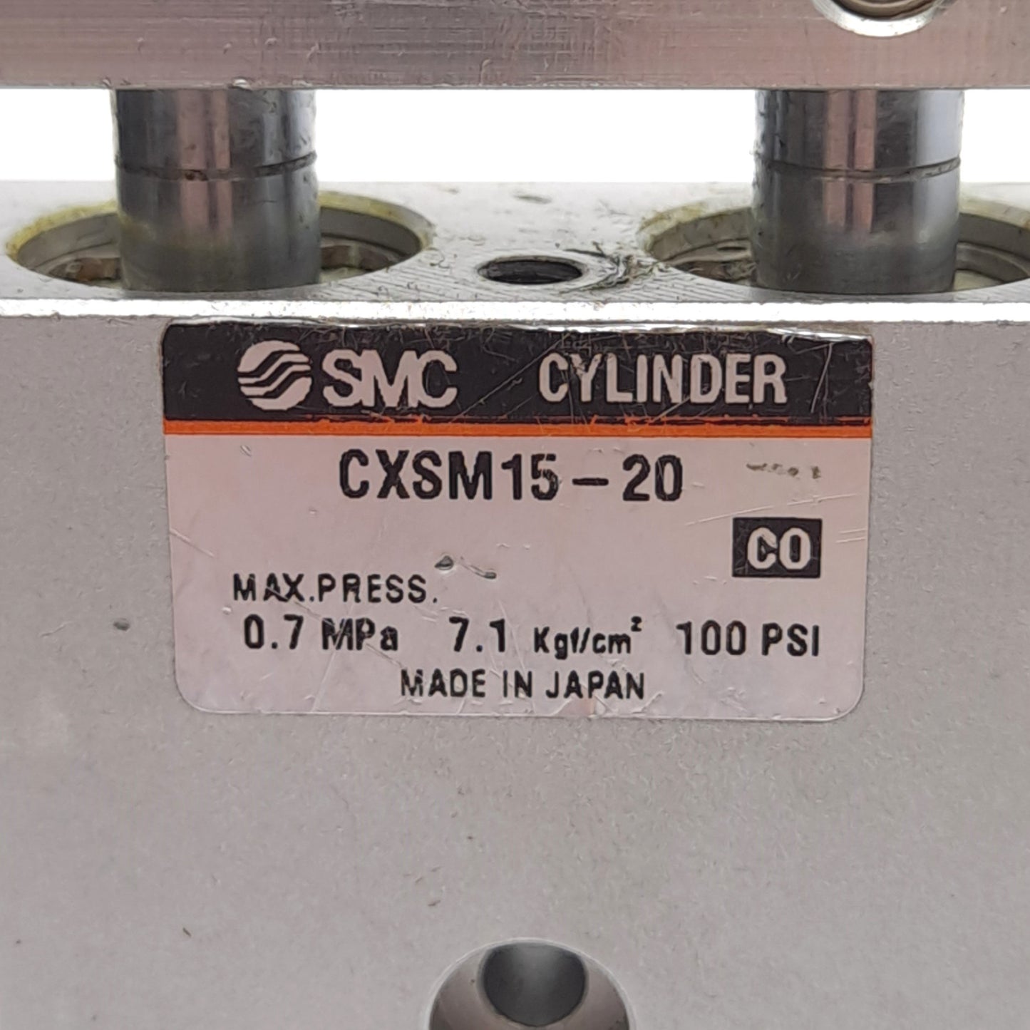 Used SMC CXSM15-20 Guided Cylinder, ø15mm Bore, 20mm Stroke, 0.7MPa, M5 x 0.8 Port