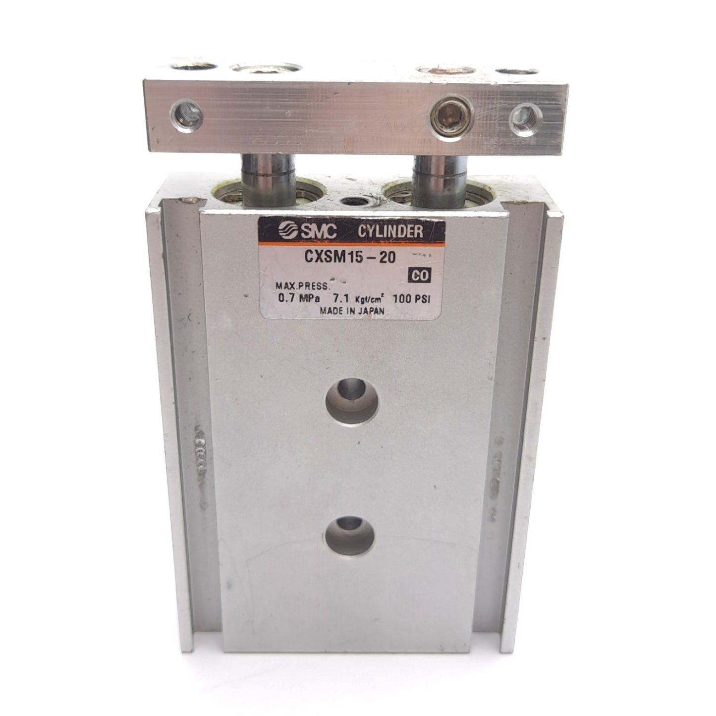 Used SMC CXSM15-20 Guided Cylinder, ø15mm Bore, 20mm Stroke, 0.7MPa, M5 x 0.8 Port