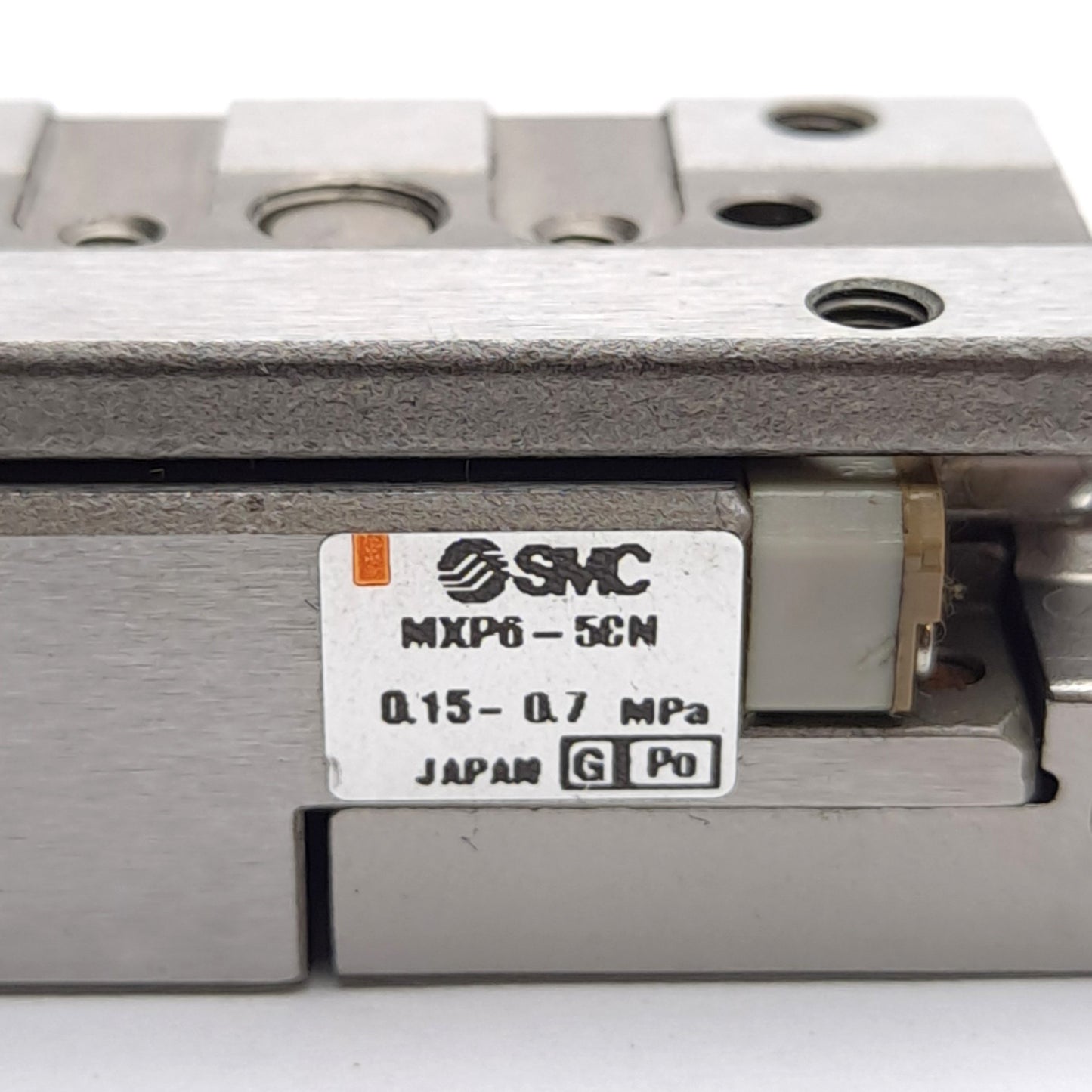 Used SMC MXP6-5CN Guided Cylinder, ø6mm Bore, 5mm Stroke, 0.15-0.7MPa, M3 x 0.5 Port