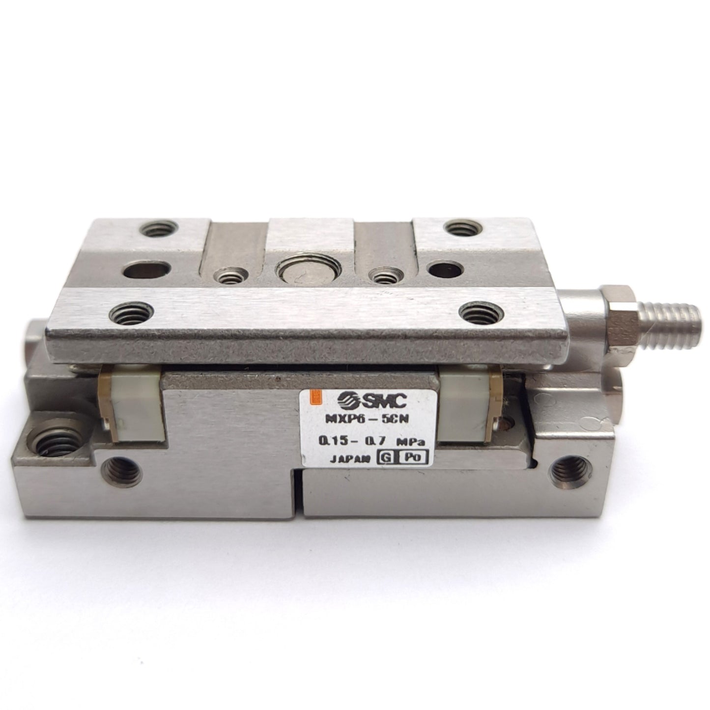 Used SMC MXP6-5CN Guided Cylinder, ø6mm Bore, 5mm Stroke, 0.15-0.7MPa, M3 x 0.5 Port