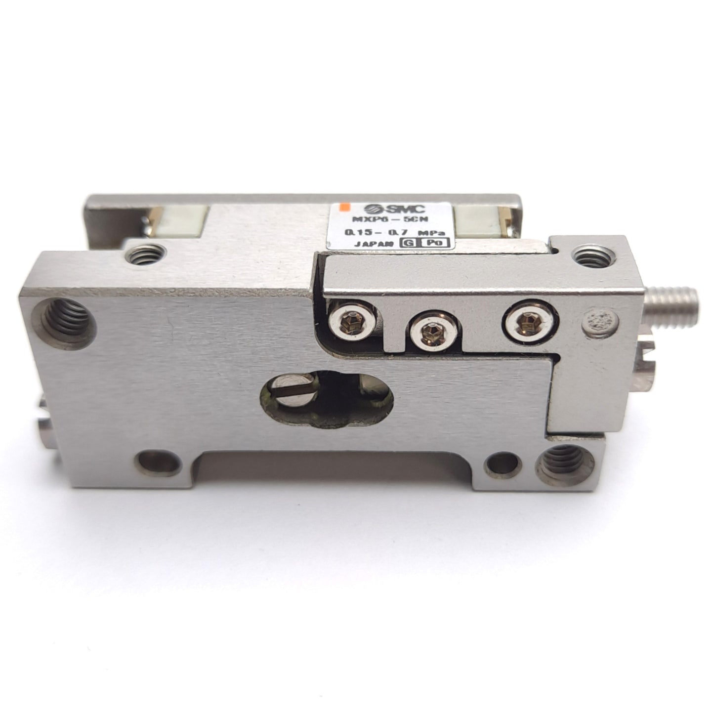 Used SMC MXP6-5CN Guided Cylinder, ø6mm Bore, 5mm Stroke, 0.15-0.7MPa, M3 x 0.5 Port
