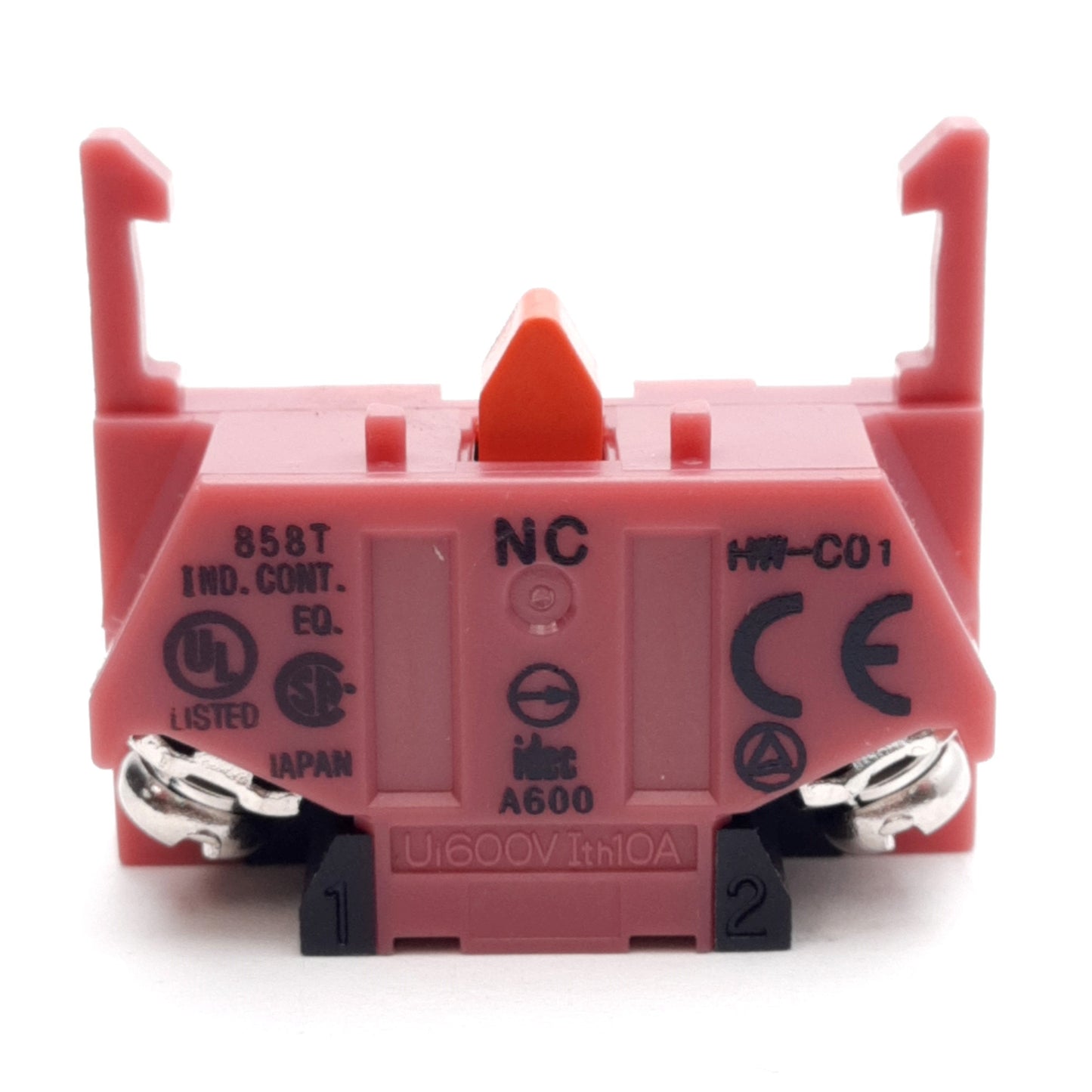Used Lot of 2 Idec HW-C01 Switch Contact Blocks, SPST-NC, 600V 10A, Screw Clamp