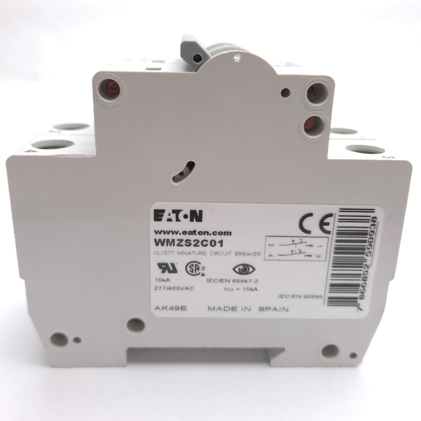 Used Lot of 2 Eaton WMZS2C01 Circuit Breaker, 2-Pole, C-Curve, 277/480VAC 1A
