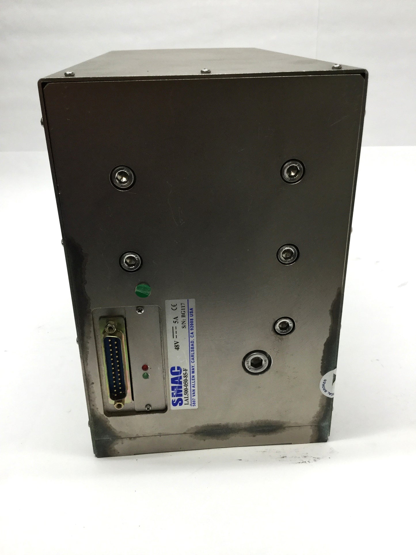 Used SMAC LAL500-050-85-F Linear Actuator 50mm Stroke, 500N, 48VDC 5A, 5µm Encoder