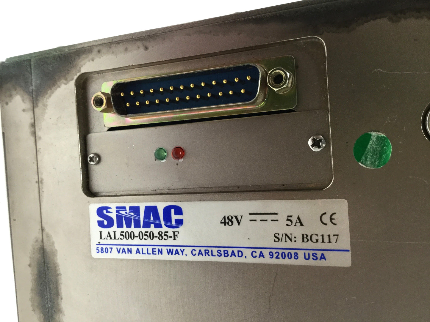 Used SMAC LAL500-050-85-F Linear Actuator 50mm Stroke, 500N, 48VDC 5A, 5µm Encoder