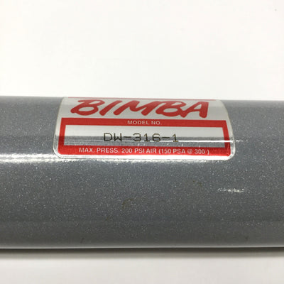 New – Open box Bimba DW-316-1 Double-Wall Double-Acting Air Cylinder 2" Bore, 6" Stroke, 200psi