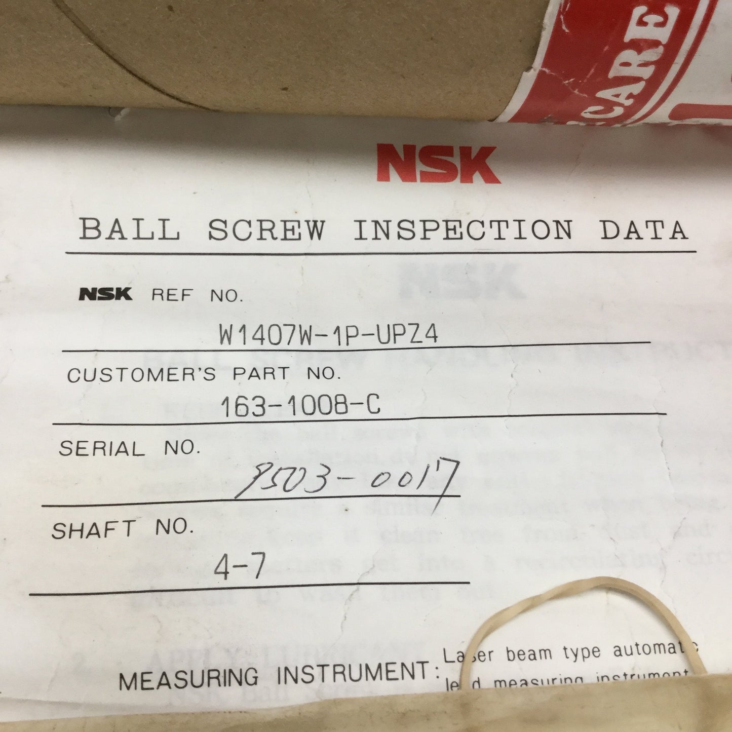 New NSK W1407W-1P-UPZ4 Ballscrew w/ Nut Ø14mm, 4mm Lead, 650mm Travel