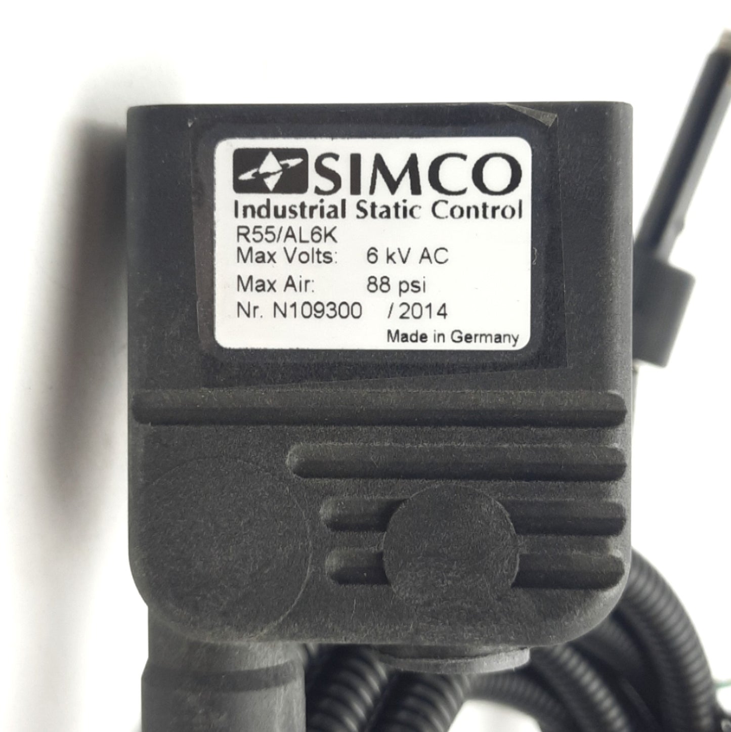 Used Simco R55/AL6K Ionizing Air Nozzle With Cable, Voltage: 6kVAC, Pressure: 88psi