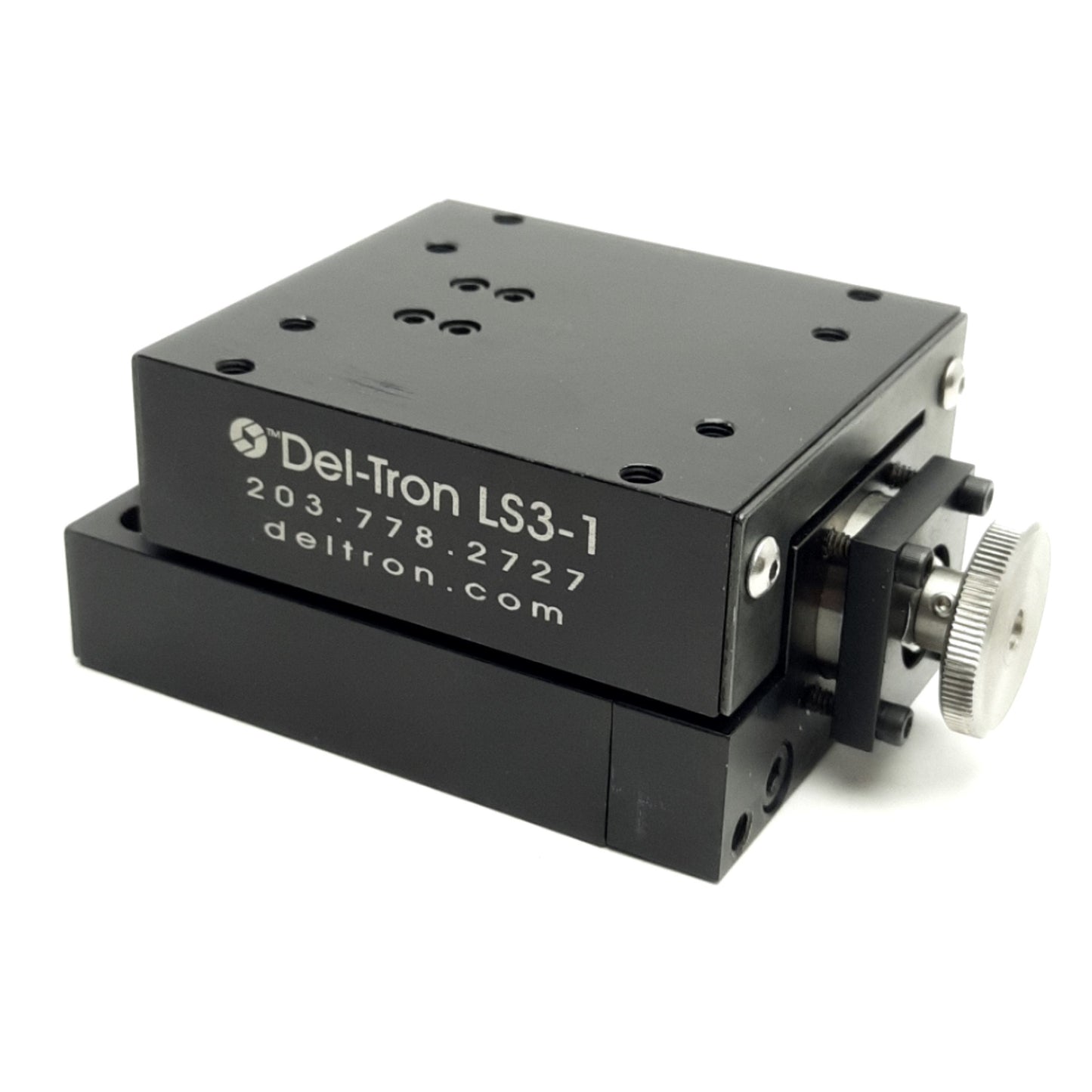 Used Del-Tron LS3-1-B10 Linear Table Manual Posi-Drive Positioning Stage, 1" Travel