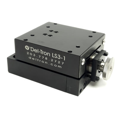 Used Del-Tron LS3-1-B10 Linear Table Manual Posi-Drive Positioning Stage, 1" Travel