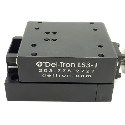 Used Del-Tron LS3-1-B10 Linear Table Manual Posi-Drive Positioning Stage, 1" Travel