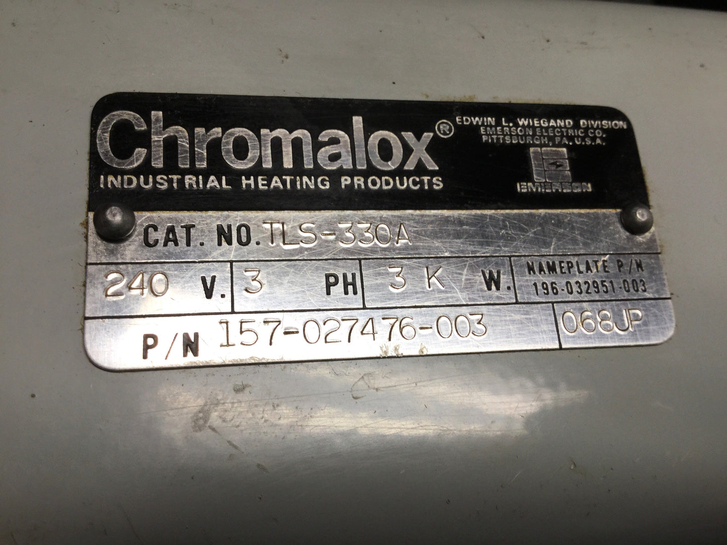 Used Chromalox TLS-330A-036 Over-the-Side Immersion Heater 3-Element 3000W 240VAC 3PH