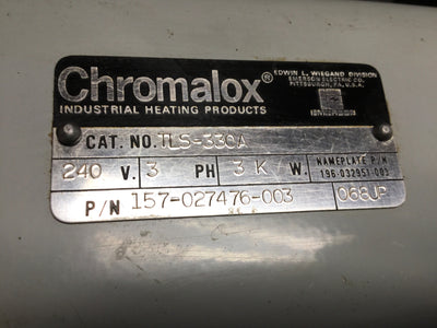 Used Chromalox TLS-330A-036 Over-the-Side Immersion Heater 3-Element 3000W 240VAC 3PH