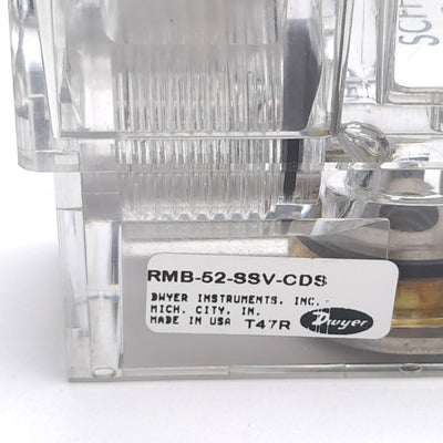 Used Dwyer RMB-52-SSV-CDS Air Flow Meter, 100psi Max, 1/4in NPT Port, 5-50 SCFH