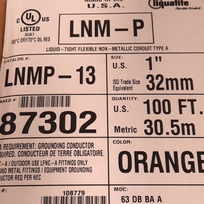 New Liquatite LNMP-13 Continuous Flex Non-Metallic Conduit, 1in Trade Size, 100ft