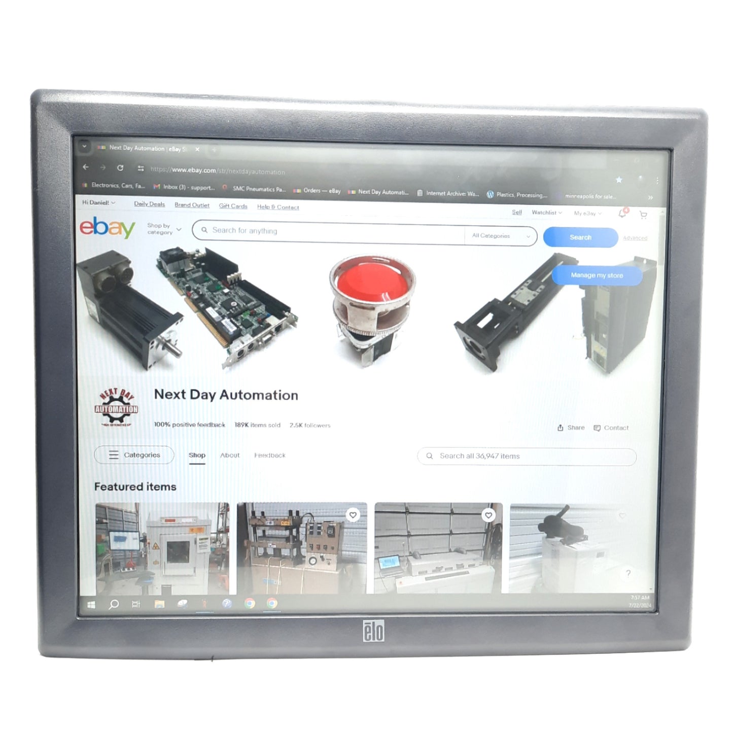Used Elo ET1928L-8CWM-1-GY-3-G ItelliTouch Monitor 19in, 1280x1024, SAW, VGA/DVI-D