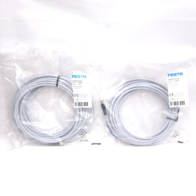 New – Open box Lot of 2 Festo SIM-M8-3GD-5-PU Connecting Cable, M8 3-Pin Female to Flying Leads