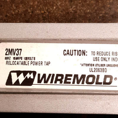 Used Wiremold UL2063BD Power Strip, 24-Outlets, 120V 15A, 6ft Strip, 15ft Cable