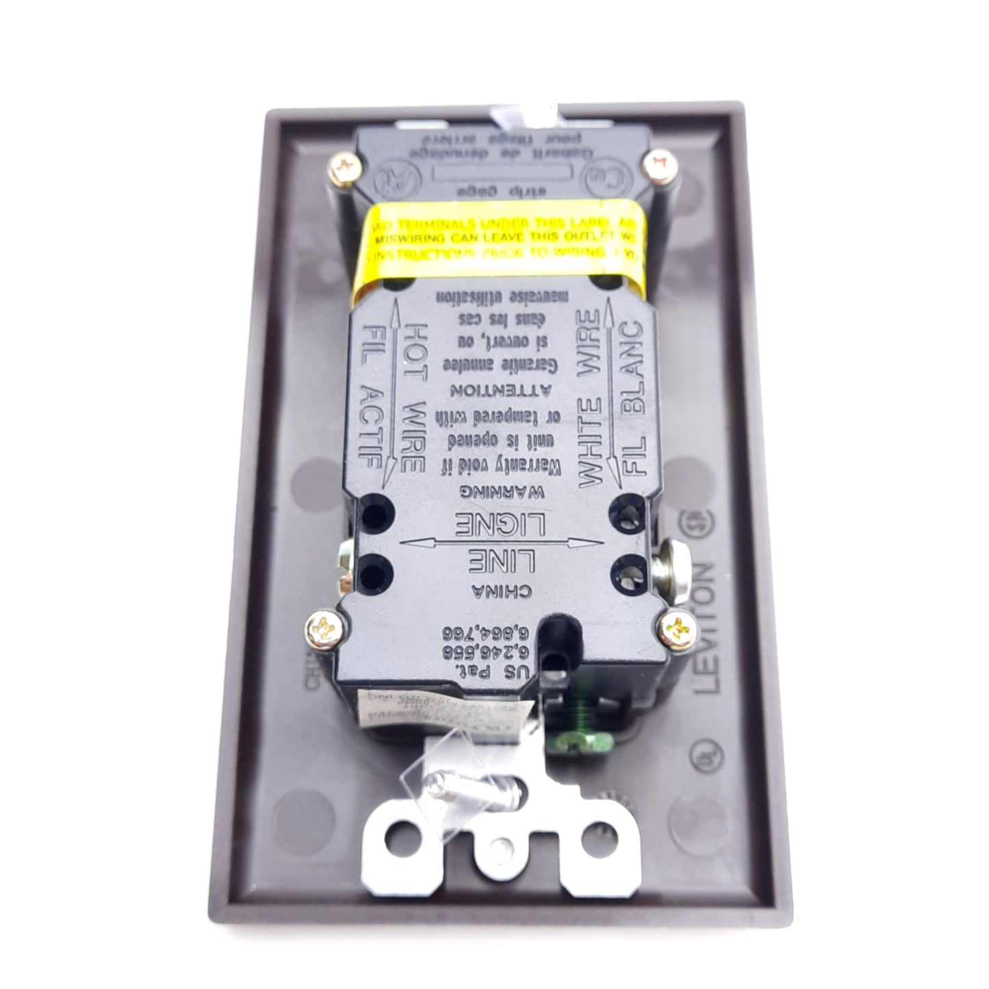 Open box Leviton 7899 SmartLockPro GFCI Dual Receptacle, Brown, 125V 20A, NEMA 5-20