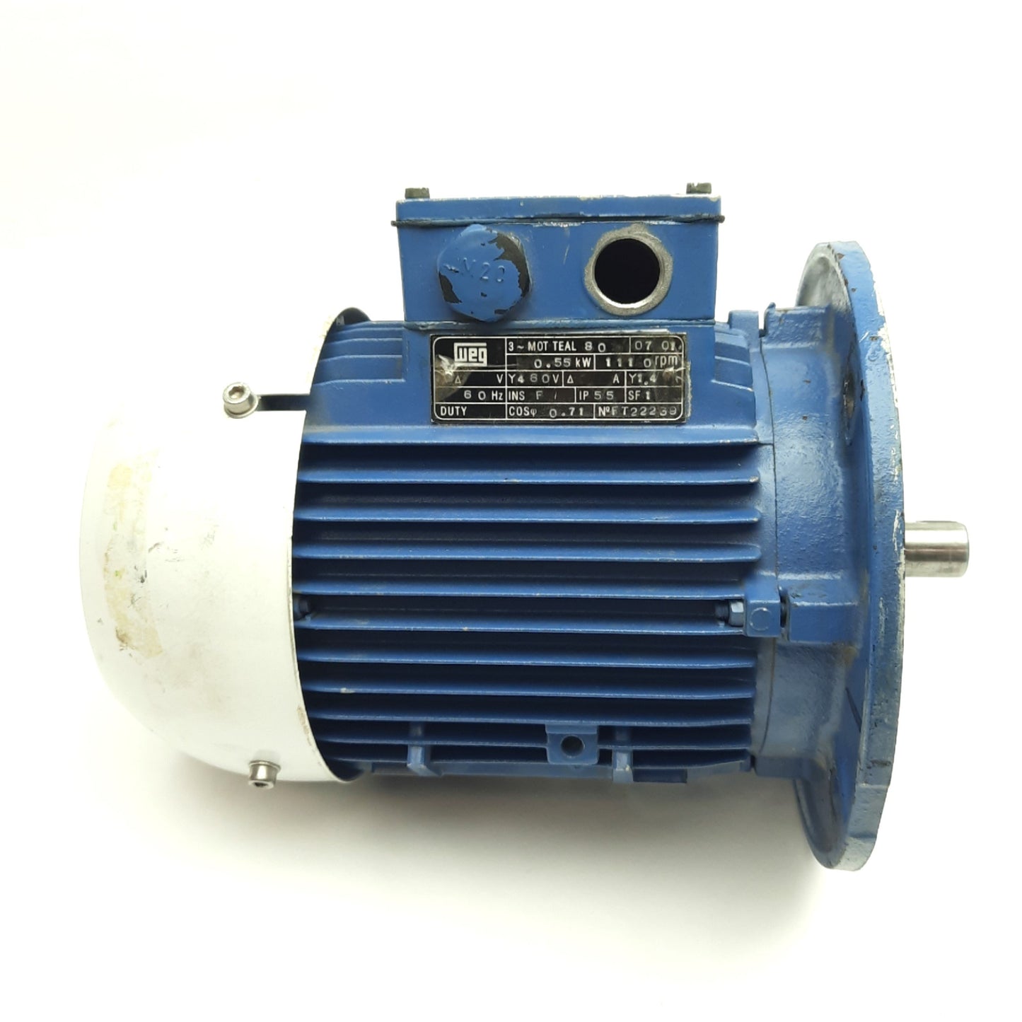 Used WEG 3~MotorTeal800701 Pump Motor, 460V 3-Ph, 0.55kW, 1110RPM, FF80 Frame